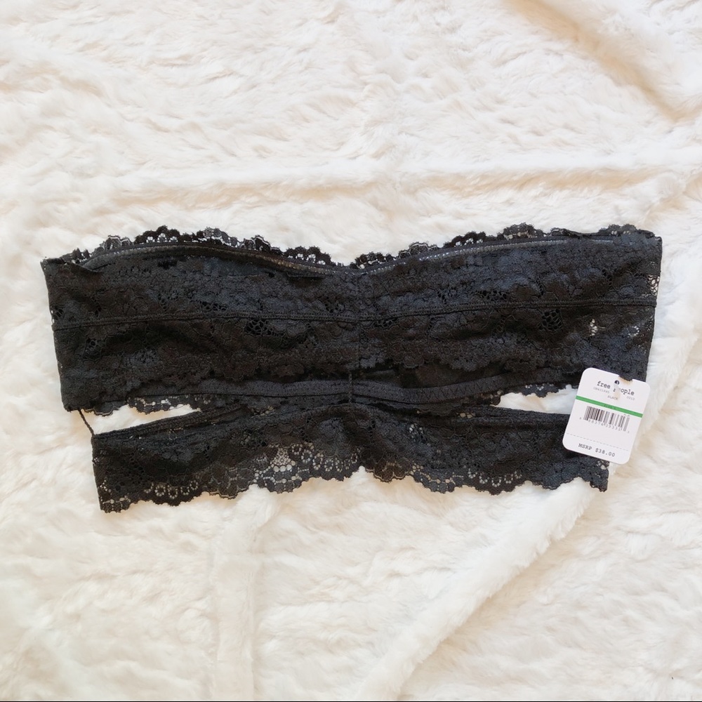 NWT Free People Laced Bandeau in Black Large